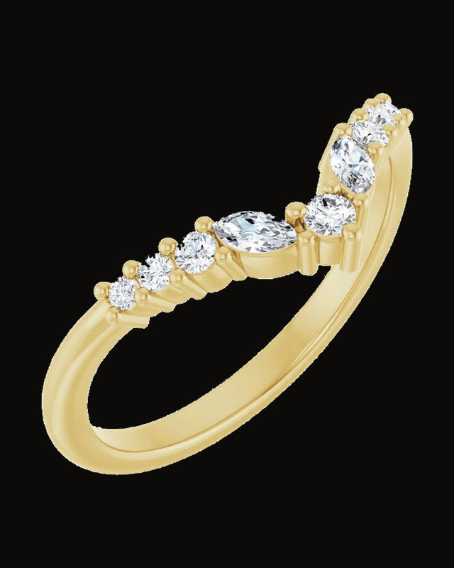 Accented Contour Band — 14K Yellow / White Gold · 2 mm