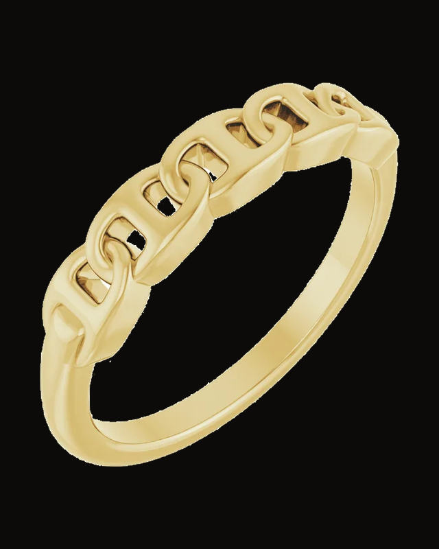 Anchor Chain Link Ring — 14K Yellow Gold · 3.8 x 2 mm