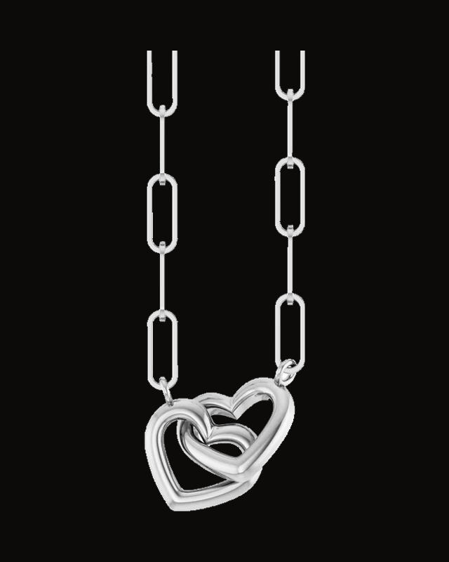 Interlocking Hearts Necklace — Sterling Silver