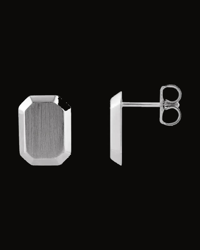 Engravable Geometric Stud Earrings — Sterling Silver