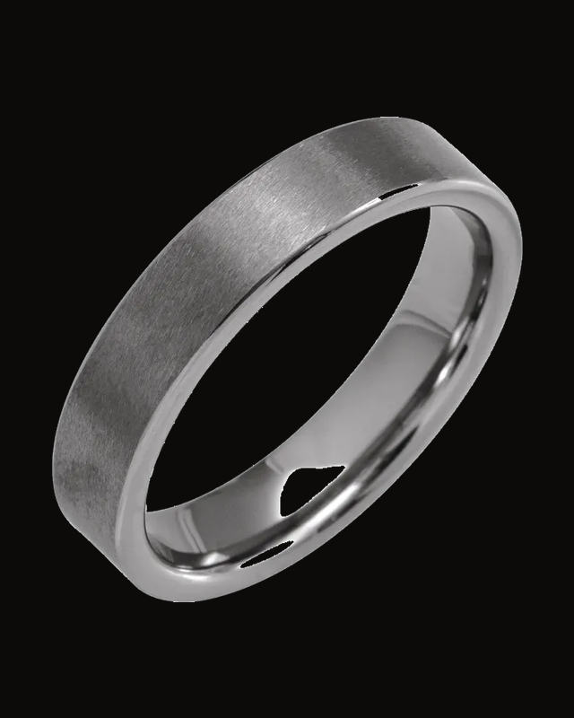 Comfort-Fit Flat Band with Satin Finish — Tungsten