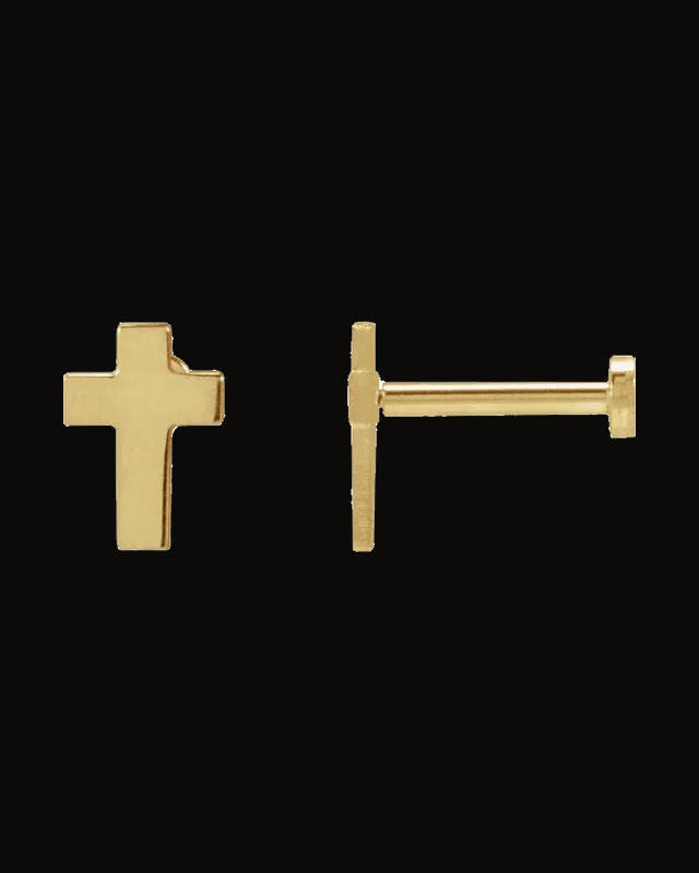 Cross Earrings — 14K Yellow / White Gold