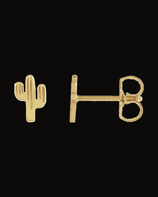 Cactus Earrings — 14K Yellow Gold