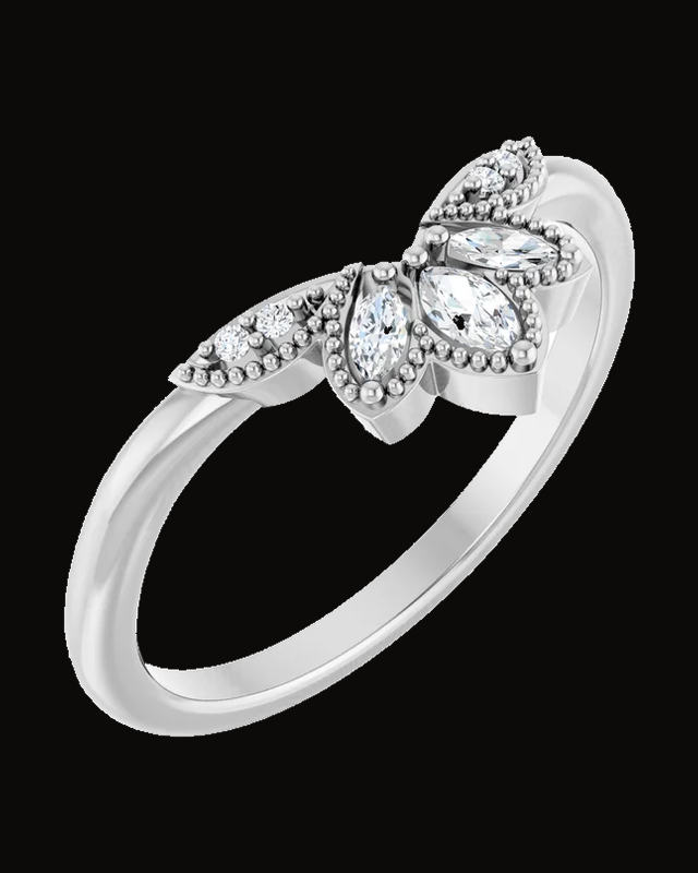 1/8 CTW Lab-Grown Diamond Contour Band — Rhodium-Plated on 14K White Gold · 12.4 x 7.5 mm