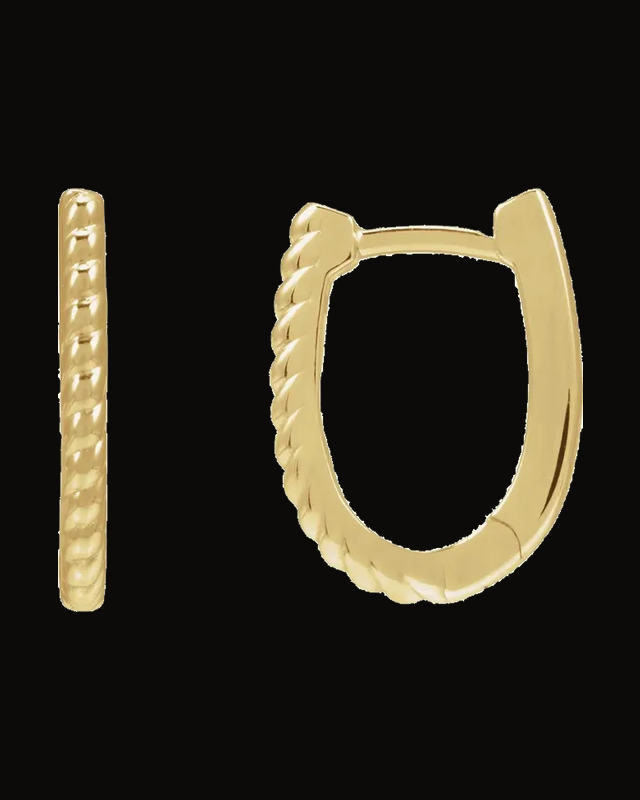 Rope Oval Hoop Earrings — 14K Yellow Gold