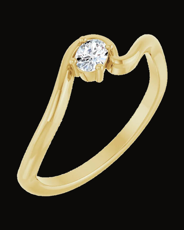 1/6 Ct Lab-Grown Diamond Freeform Solitaire Ring — 14K Yellow Gold · 5.6 x 4.6 mm