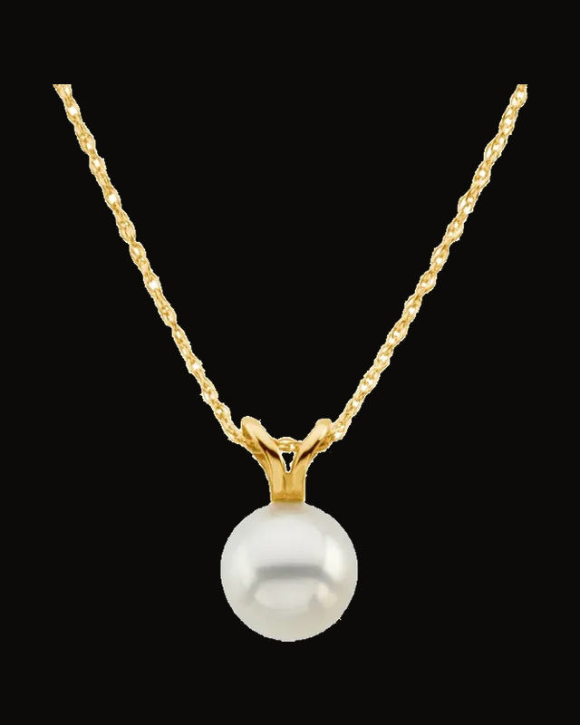 Cultured White Akoya Pearl Necklace — 14K Yellow Gold · Cultured Akoya Pearl