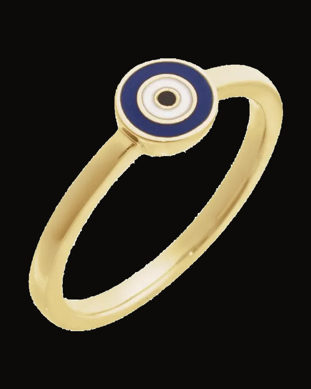 Evil Eye Ring — 14K Yellow Gold · 1.8 mm