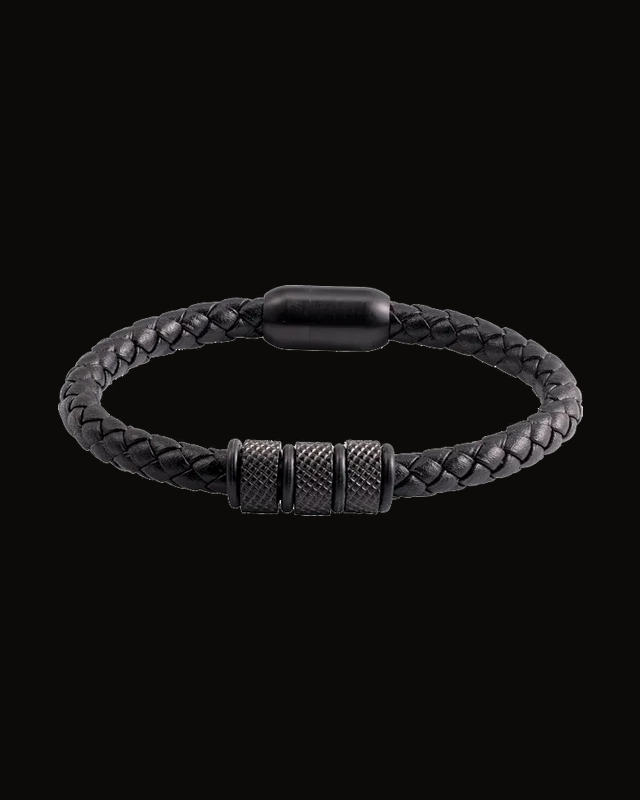 Leather Cord Bracelet With Black Magnetic Clasp