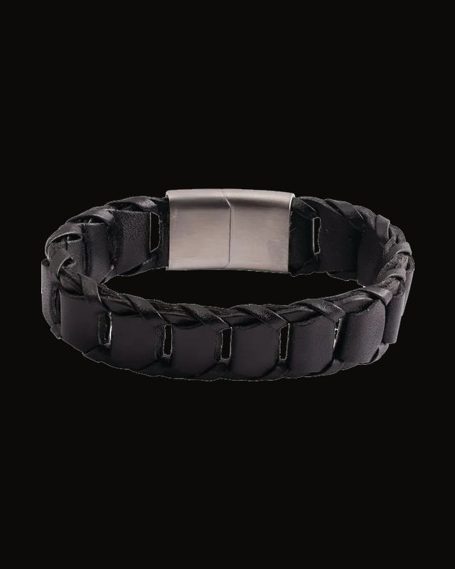 Leather Cord Bracelet With Brushed Stainless Steel Clasp