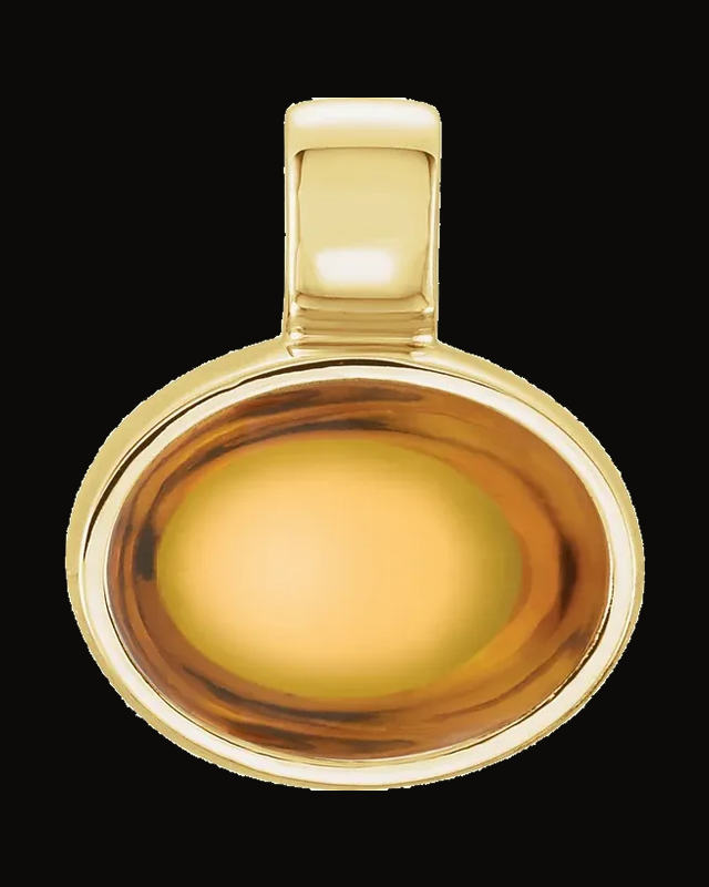 Natural Citrine Cabochon Bezel Pendant — 14K Yellow Gold · 8 x 6 mm