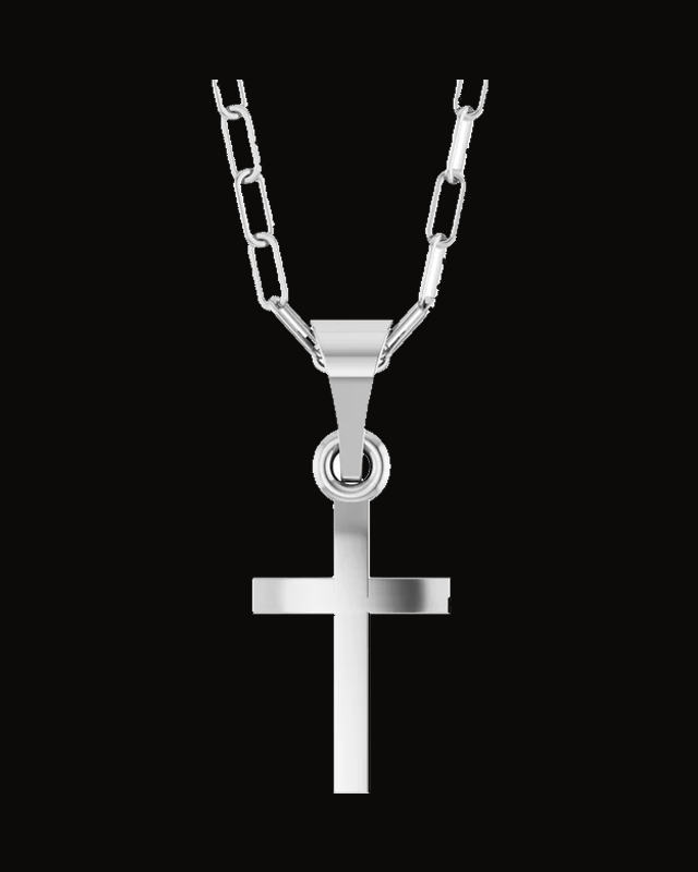 Cross Paperclip Necklace — Sterling Silver