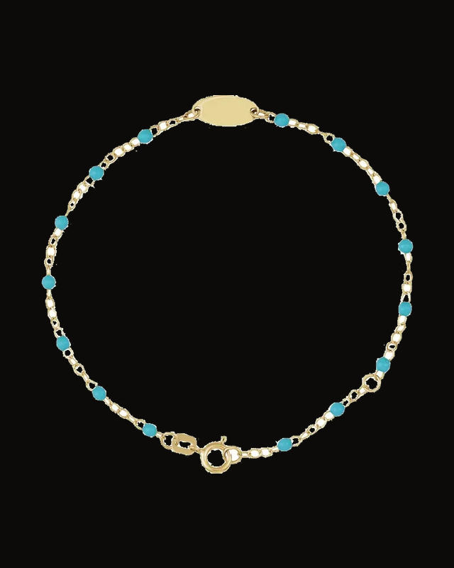 Engravable Enamel Bead Bracelet — 14K Yellow Gold