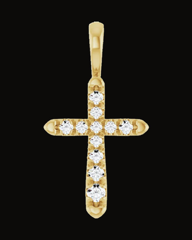 1/6 CTW Natural Diamond Cross Pendant — 14K Yellow Gold