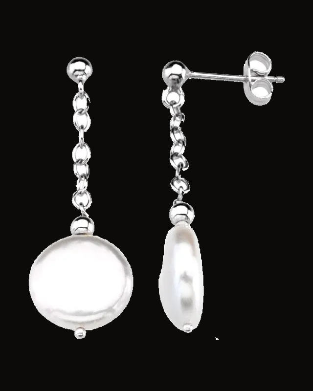 Cultured White Freshwater Pearl Earring — Sterling Silver