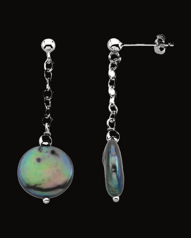 Cultured Black Freshwater Pearl Earrings — Sterling Silver