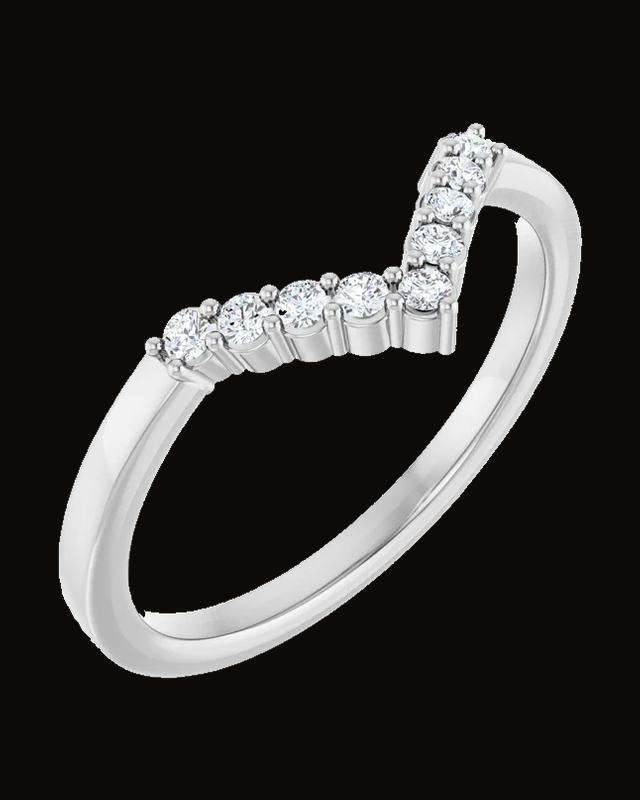 Accented Contour Band — 14K Yellow / White Gold