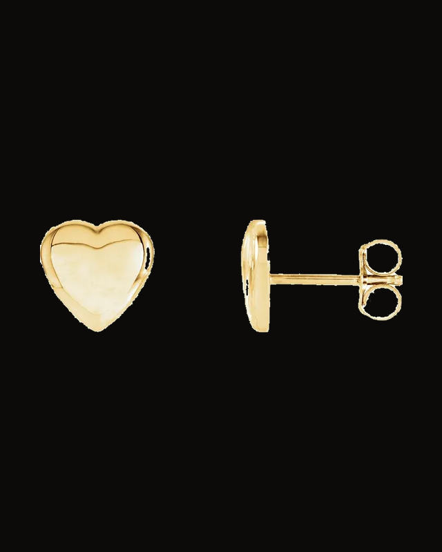 Heart Stud Earrings — 14K Yellow Gold