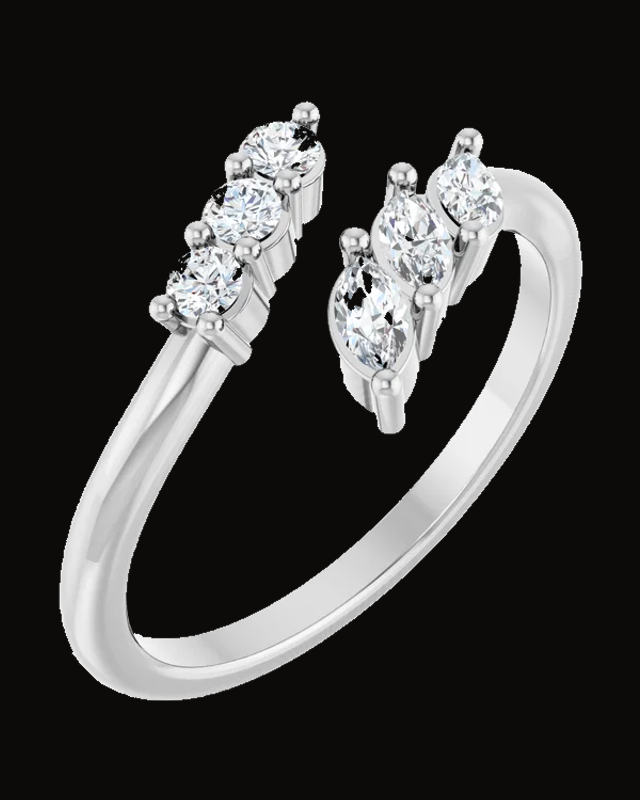 1/3 CTW Lab-Grown Diamond Multi-Shape Bypass Ring — 14K Yellow / White Gold · 11.8 x 9.9 mm · Size 7