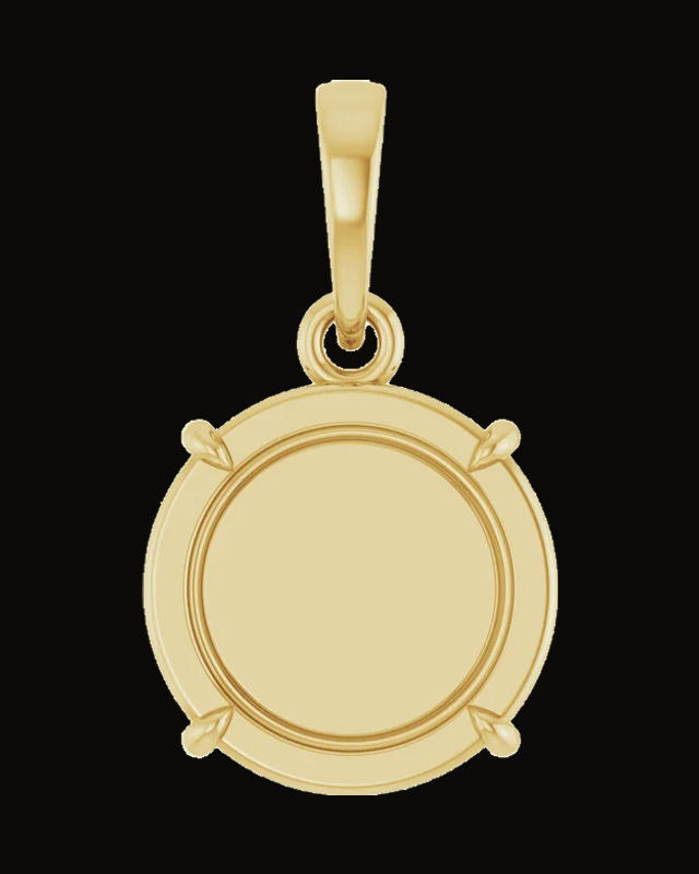 Engravable Round Pendant — 14K Yellow Gold — Bead Blast/Polished