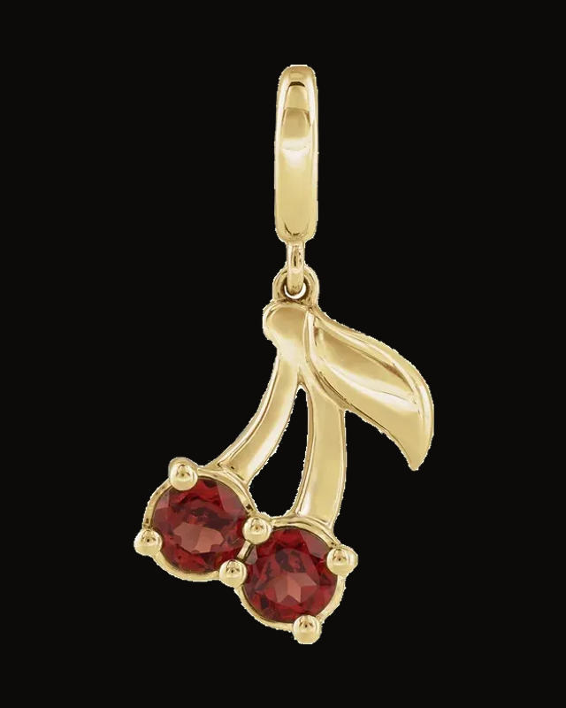 Natural Mozambique Garnet Petite Cherry Charm/Pendant — 14K Yellow Gold · 3.5 mm