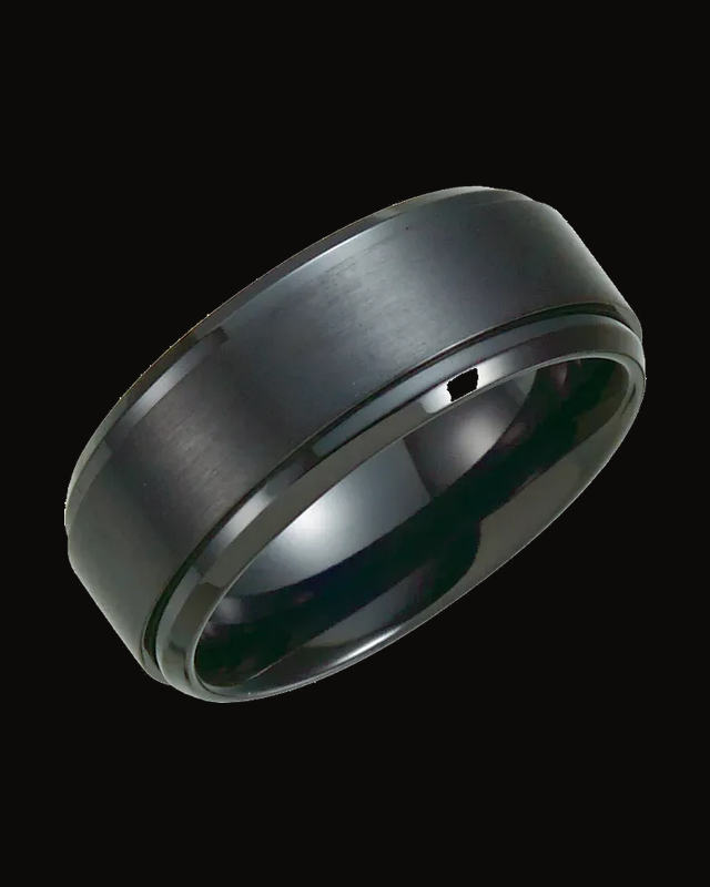 Stepped-Edge Standard-Fit Band With Satin Finish — Black Titanium · 9 mm