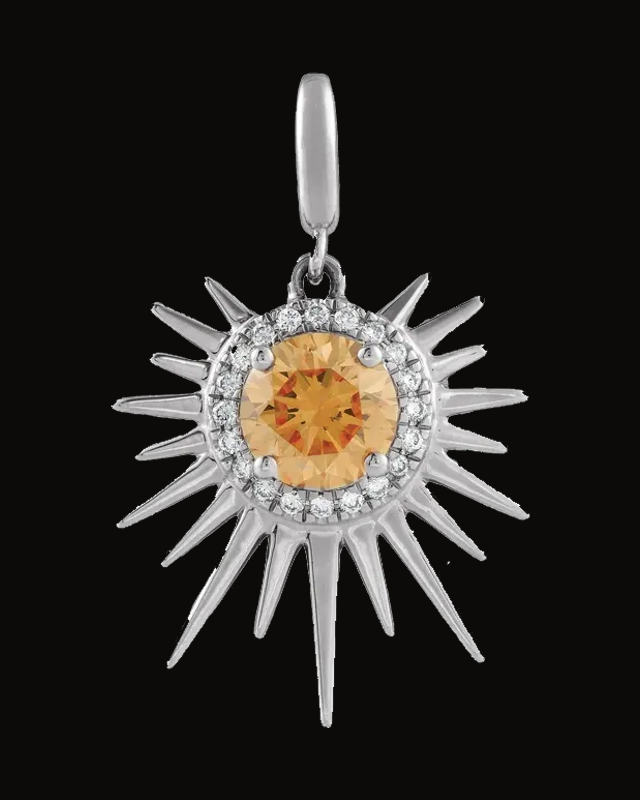 Natural Citrine And 1/10 CTW Lab-Grown Diamond Charm/Pendant