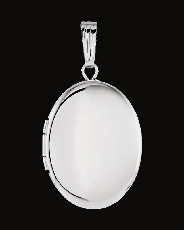 Engravable Oval Locket — Rhodium-Plated on Sterling Silver