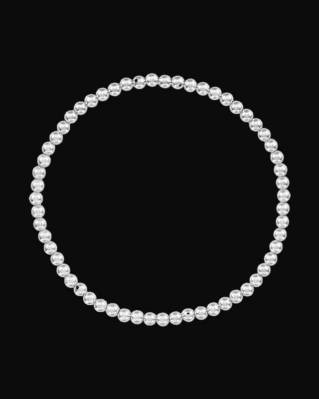 Elastic Beaded Bracelet — Sterling Silver
