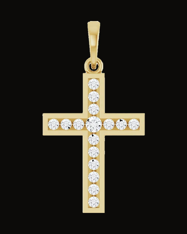 1/4 CTW Natural Diamond Cross Pendant — 14K Yellow Gold