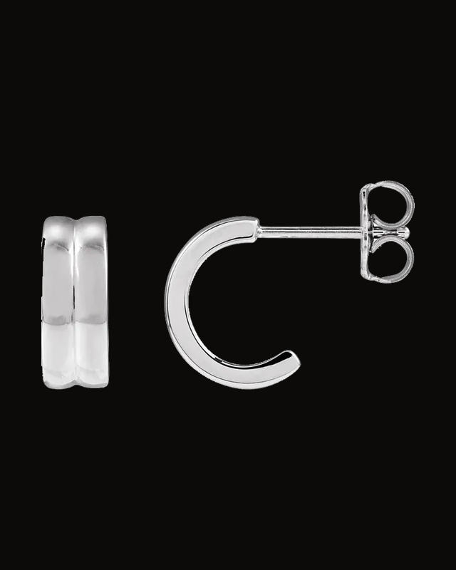Double Huggie Hoop Earrings — Sterling Silver