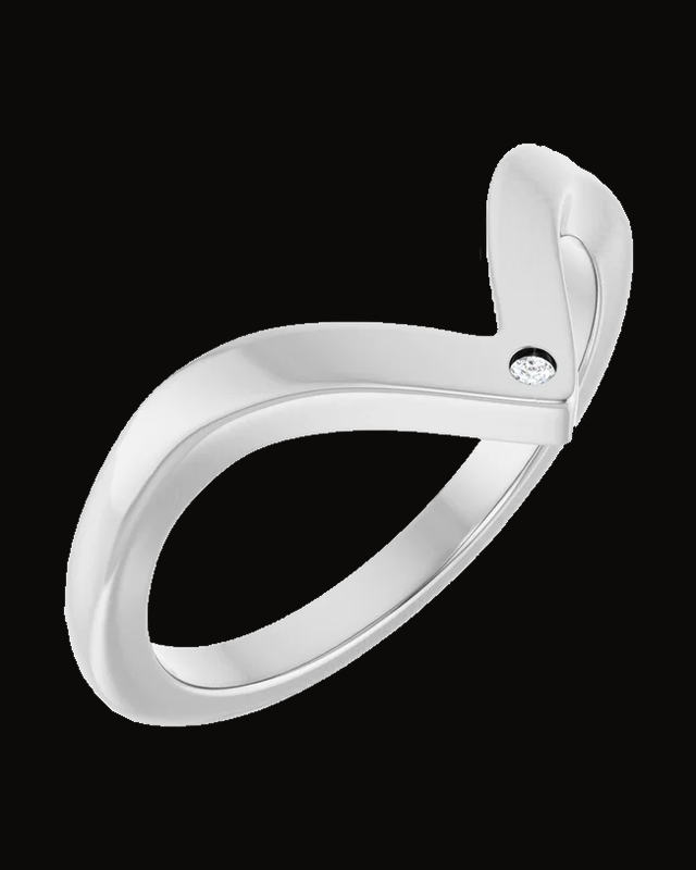 0.0075 Ct Lab-Grown Diamond Contour Band — Rhodium-Plated on 14K White Gold · 2.1 mm
