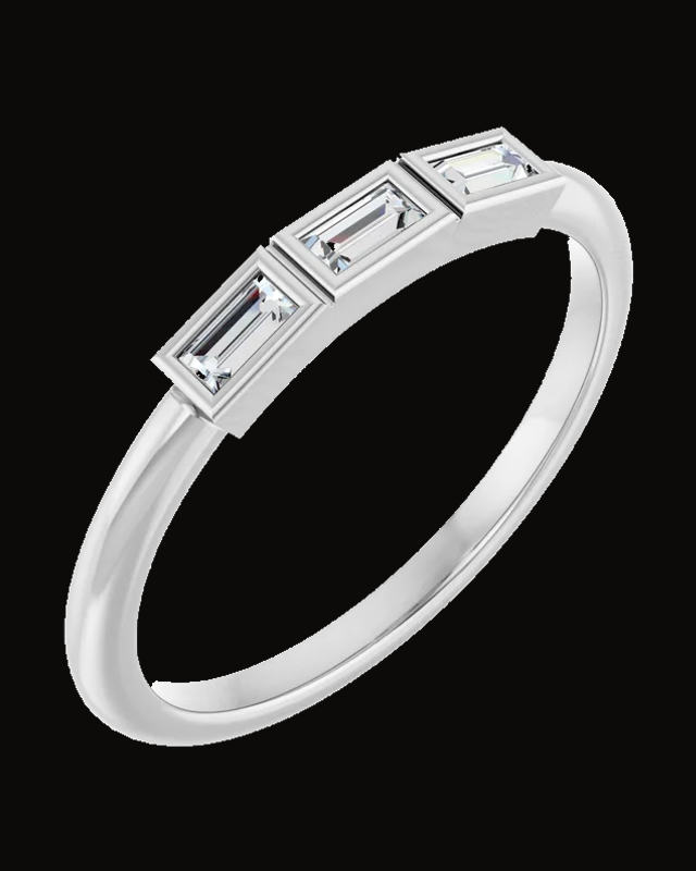 Bezel-Set Three-Stone Anniversary Band — 14K Yellow / White Gold · 1.7 mm