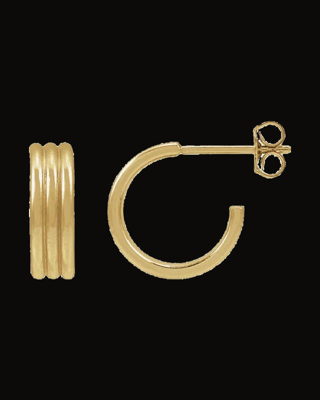Grooved Hoop Earrings — 14K Yellow Gold-Plated