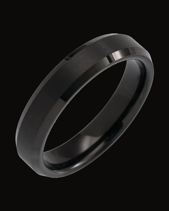 Beveled-Edge Standard-Fit Band With Black Pvd — Black PVD Tungsten