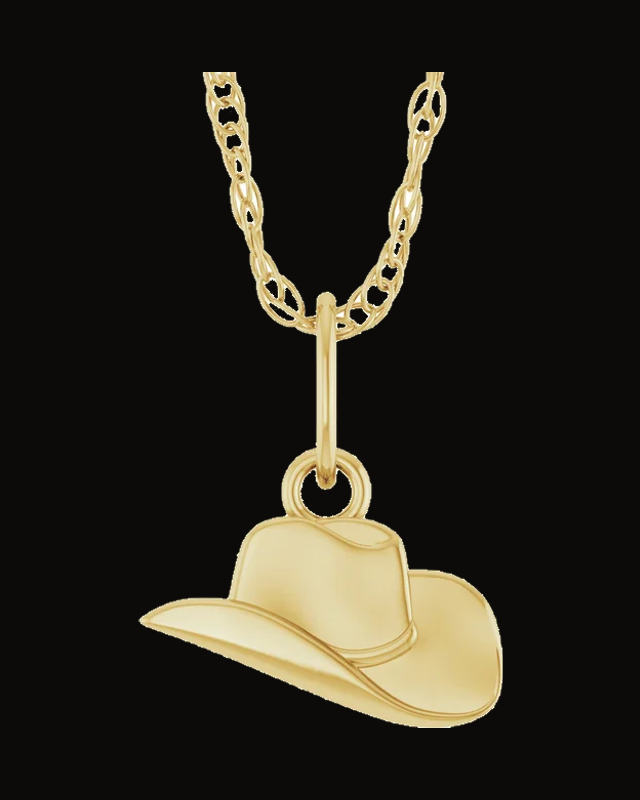 Cowboy Hat Necklace or Pendant — 14K Yellow Gold