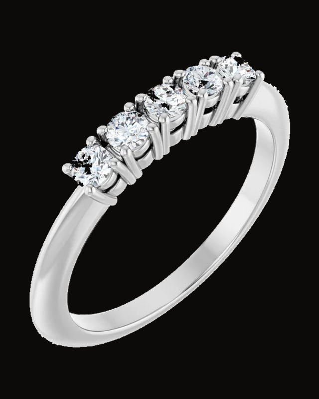 Five-Stone Anniversary Band — Rhodium-Plated on 14K White Gold · 1.8 mm