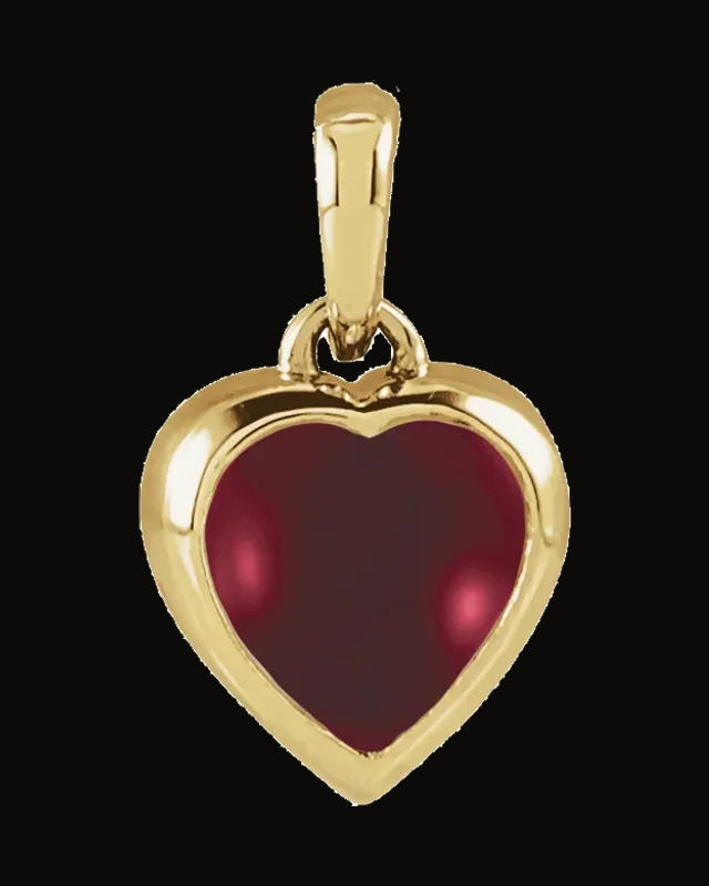 Cabochon Heart Necklace or Pendant — 14K Yellow Gold · 6 x 6 mm