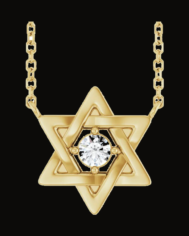 1/10 Ct Lab-Grown Diamond Star Of David Necklace — 14K Yellow Gold