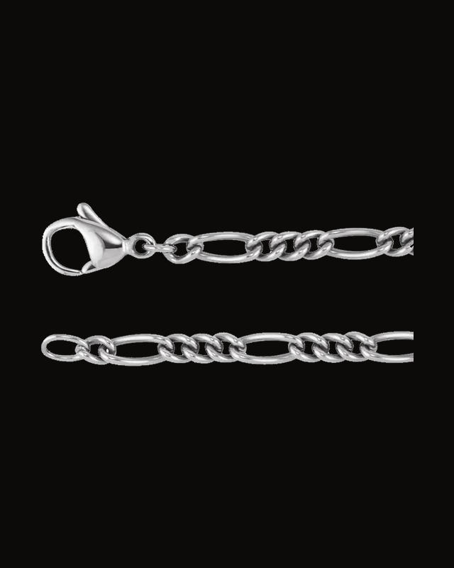 3.6 mm Curbed Figaro Chain — Titanium