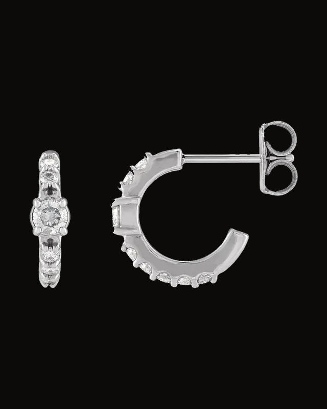 3/8 CTW Lab-Grown Diamond Hoop Earrings — 14K White / Yellow Gold · 3 mm