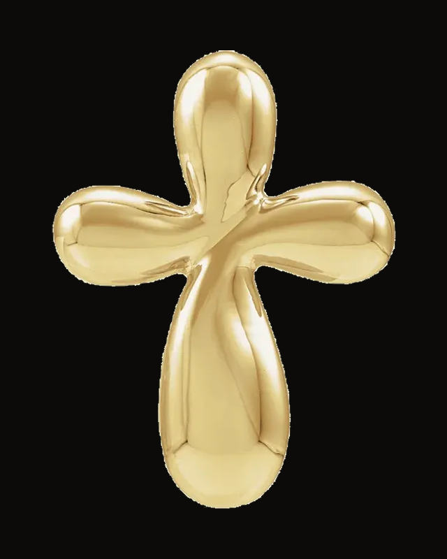 Electroform Puffed Cross Pendant — 14K Yellow Gold