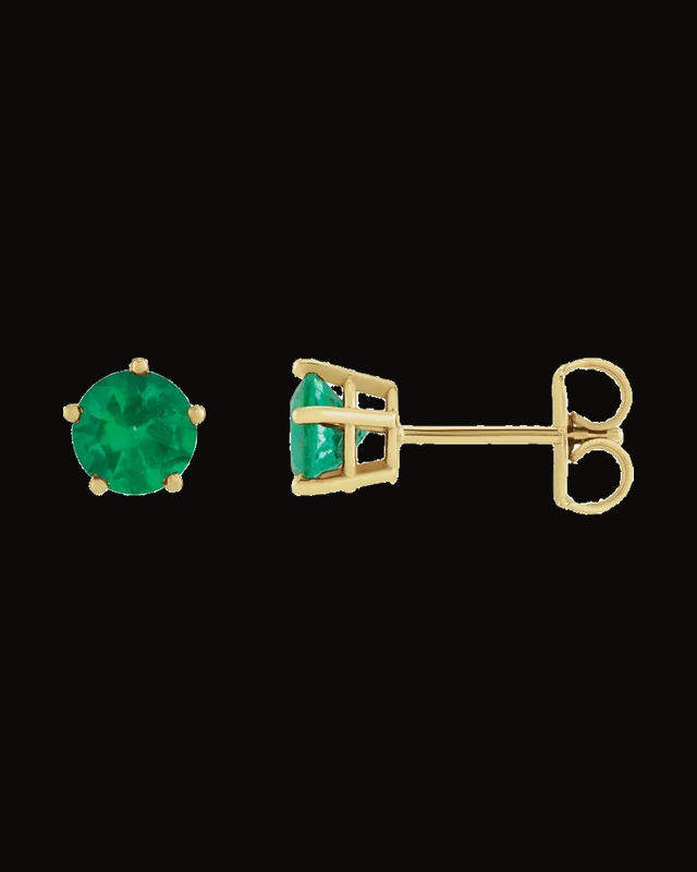 Solitaire Stud Earrings — 14K Yellow / White Gold
