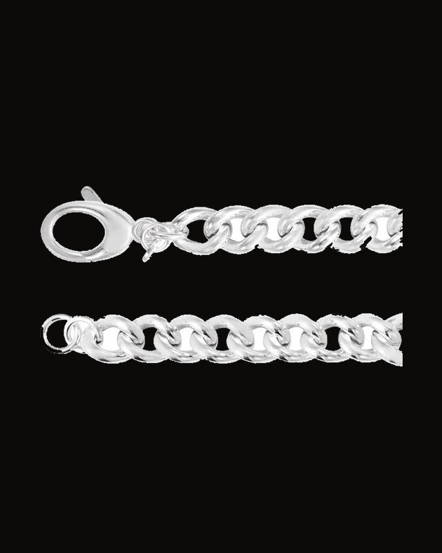 Graduated Curb Chain Bracelet — Rhodium-Plated on Sterling Silver