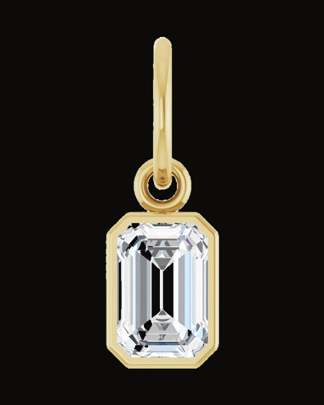 Bezel-Set Solitaire Charm/Pendant — 14K Yellow Gold