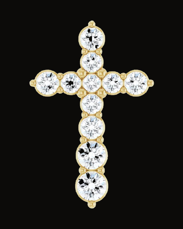 1/2 CTW Lab-Grown Diamond Cross Pendant — 14K Yellow Gold