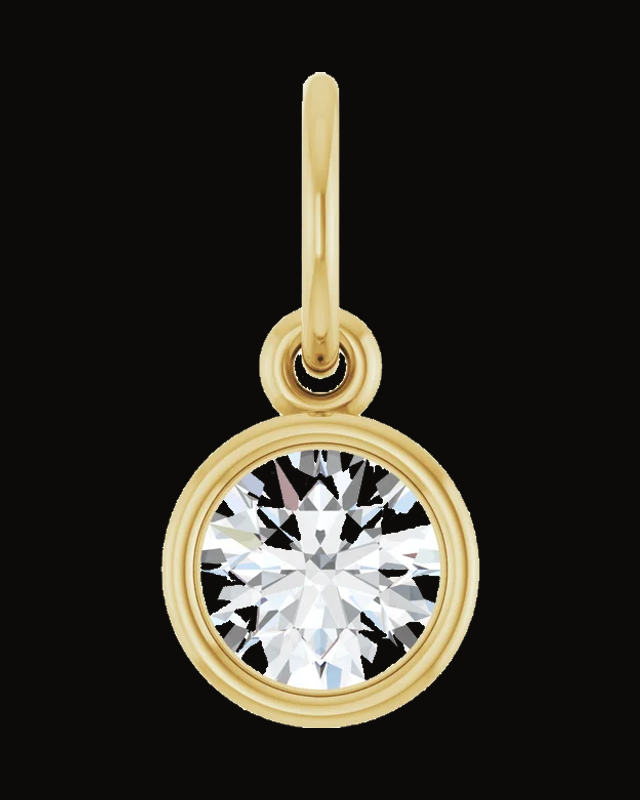 Bezel-Set Solitaire Charm/Pendant — 14K Yellow Gold