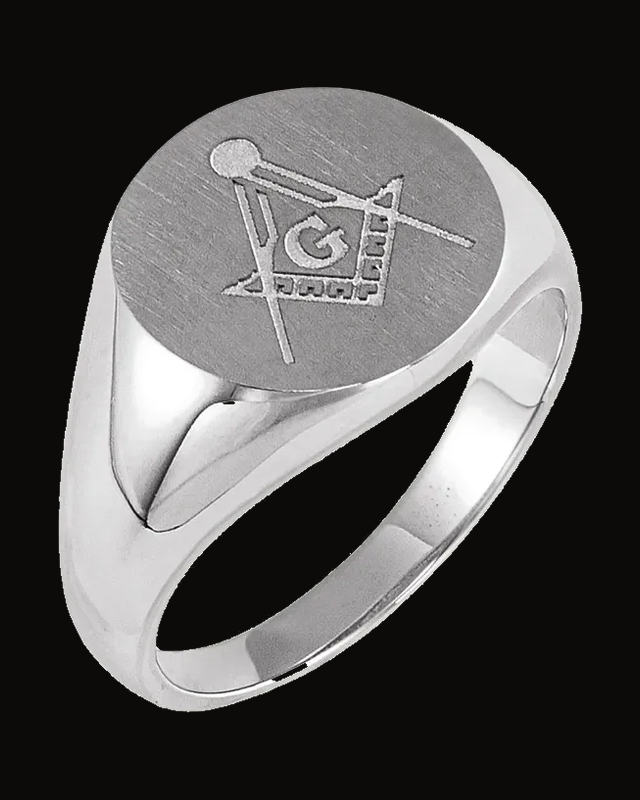 Masonic Signet Ring — Sterling Silver · 15 x 15 mm