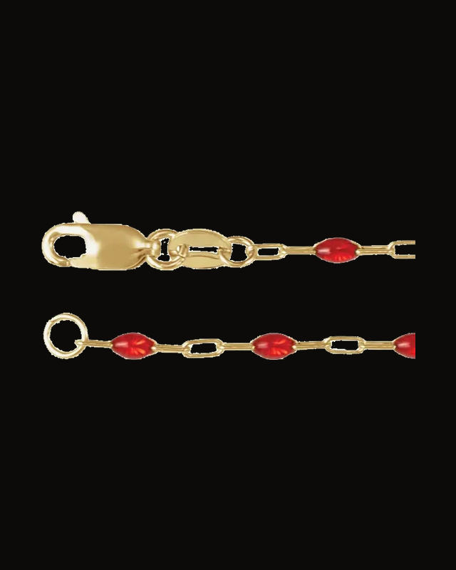 1.6 mm Enamel Bead Paperclip-Style Chain — 14K Yellow Gold-Filled