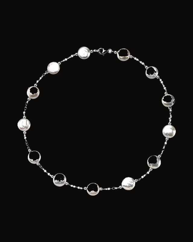 Cultured White Freshwater Pearl Necklace — Rhodium-Plated on Sterling Silver · Cultured Freshwater Pearl